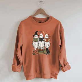 Boo Ghost Reading Books Halloween Sweatshirt