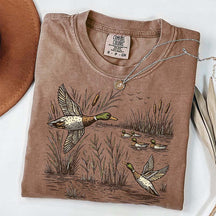 Retro Flying Mallard Duck T-Shirt