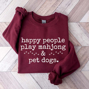 Happy People Play Mahjong & Pet Dogs Sweatshirt