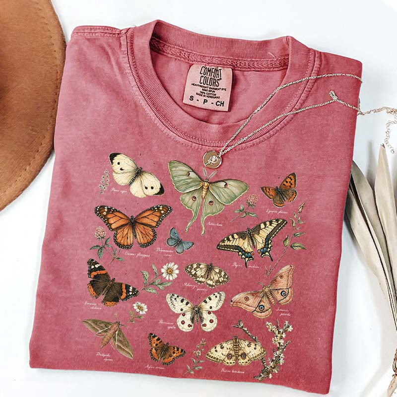 Vintage Butterfly Botanical Chart Moth T-Shirt