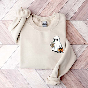 Cute Ghost Drinking Iced Coffee Sweatshirt