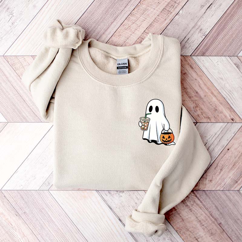 Cute Ghost Drinking Iced Coffee Sweatshirt