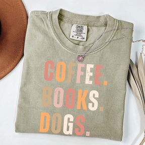Coffee Books Dogs T-Shirt