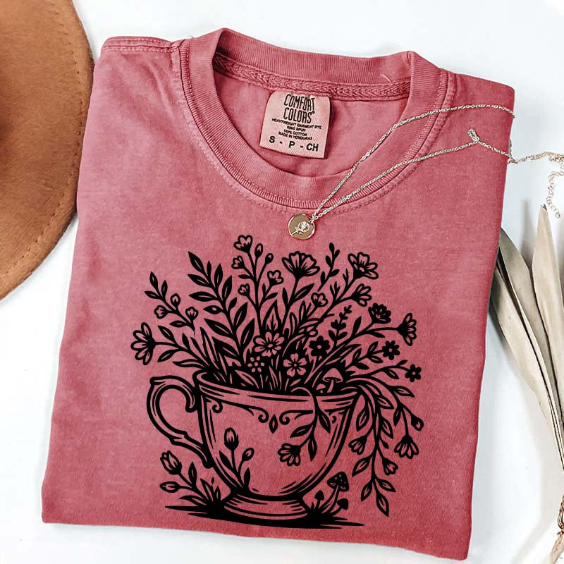 Cottagecore Teacup Floral T-Shirt