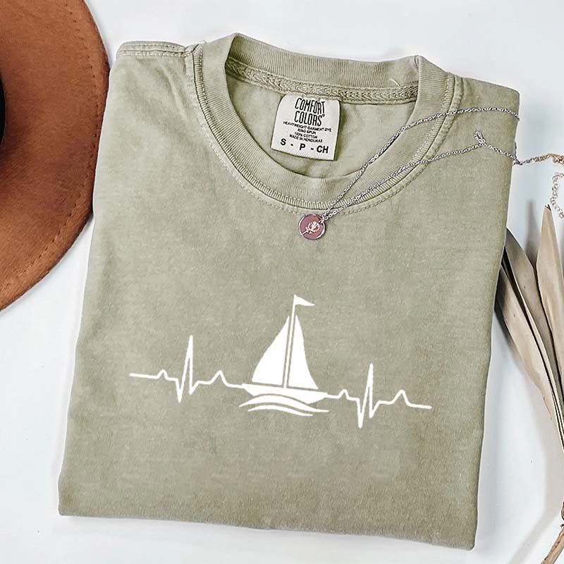 Sailing Heartbeat Boating Captain T-Shirt