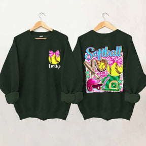 Personalized Softball Coquette Sweatshirt