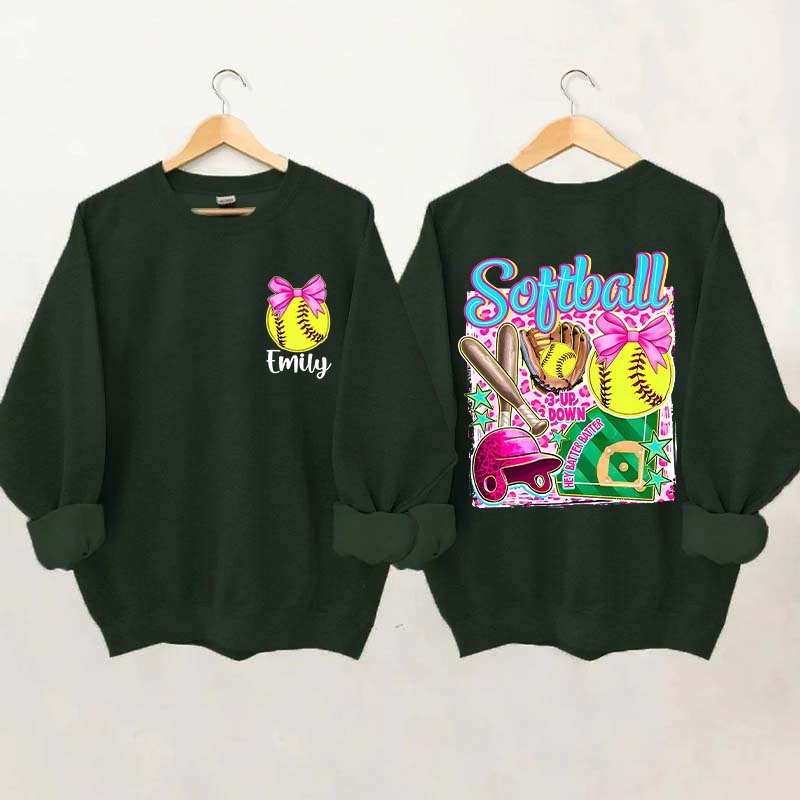 Personalized Softball Coquette Sweatshirt