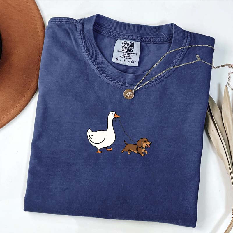 Goose and Dachshund Dog T-Shirt