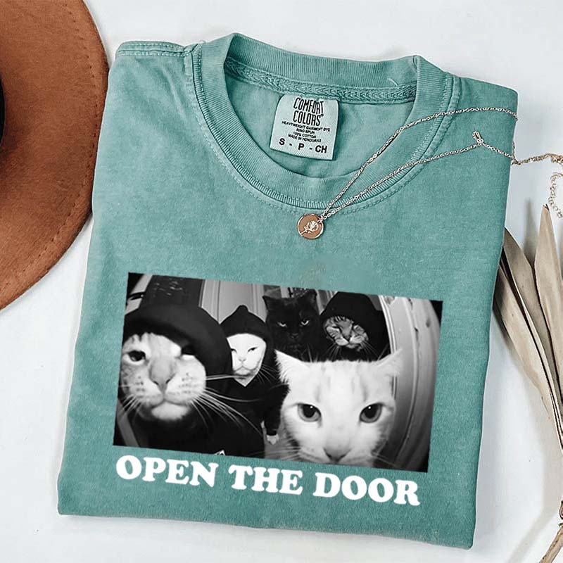 Funny Cat Gang Open The Door T-Shirt