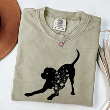 Black Lab Mom Labrador Dog Flowers T-Shirt