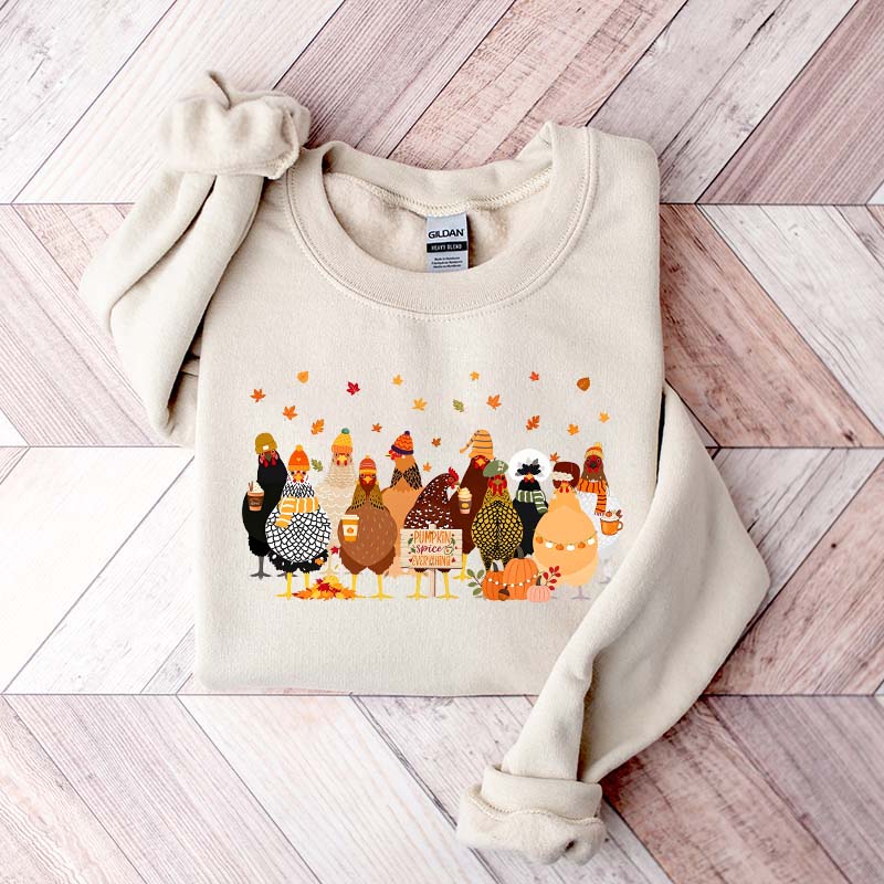 Humorous Fall Chickens Sweatshirt