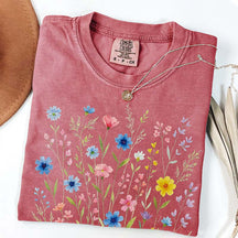 Wildflowers Vintage Blue Style T-Shirt