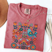 Cute Scandinavian Folk Art Bird T-Shirt