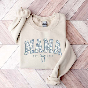 Custom Mama Retro Blue Toile Floral Sweatshirt