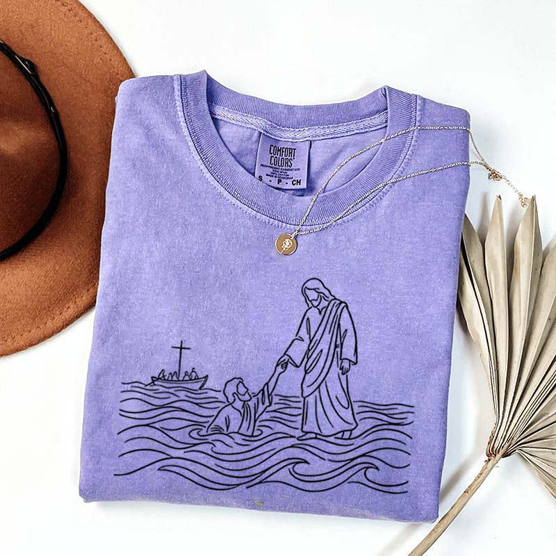 Jesus Walking on Water Comfort Colors T-Shirt