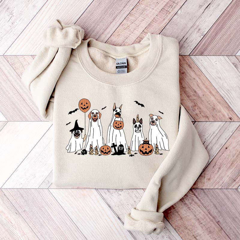 Retro Spooky Season Dog Ghost Sweatshirt