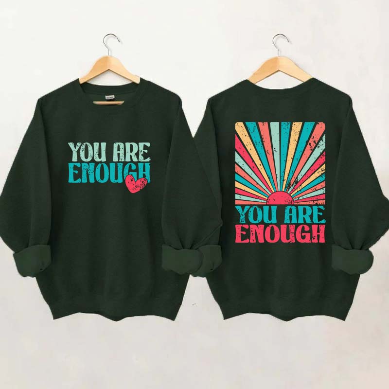 You Are Enough Vintage Retro Rainbow Sweatshirt