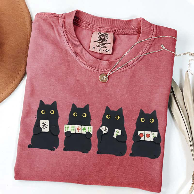 Mahjong Black Cat Game Night T-Shirt