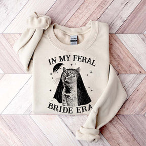 Retro Comfort Bride Wedding Cat Lover Sweatshirt