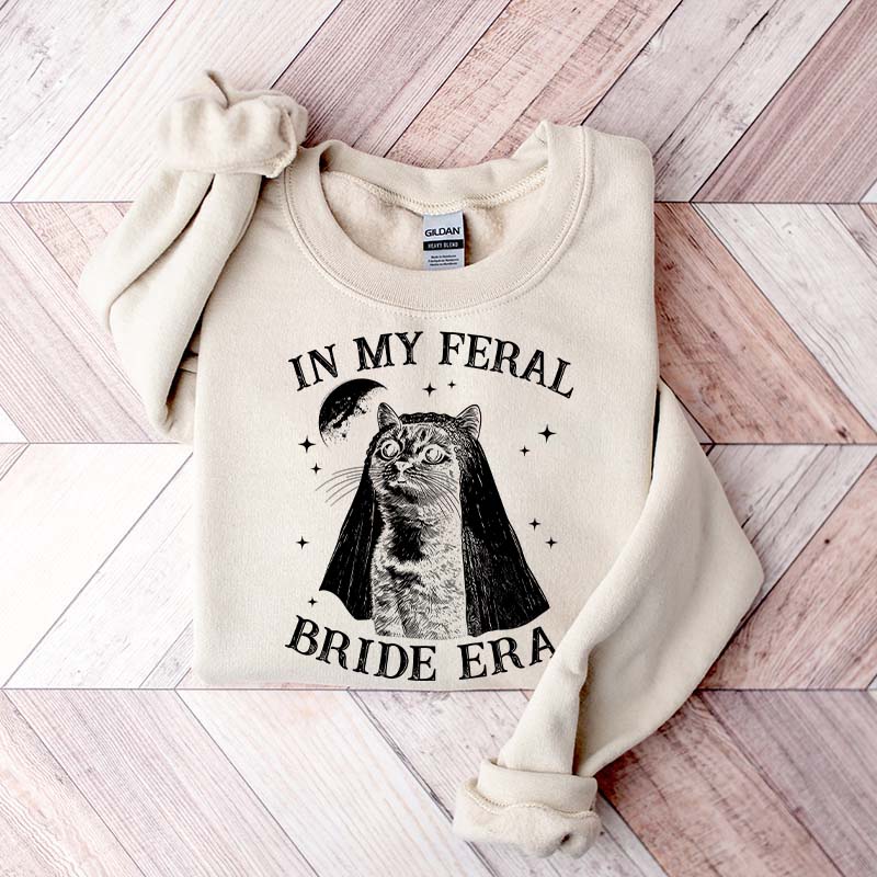 Retro Comfort Bride Wedding Cat Lover Sweatshirt