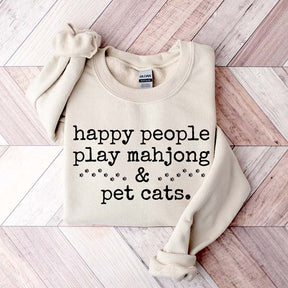 Happy People Play Mahjong & Pet Cats Sweatshirt