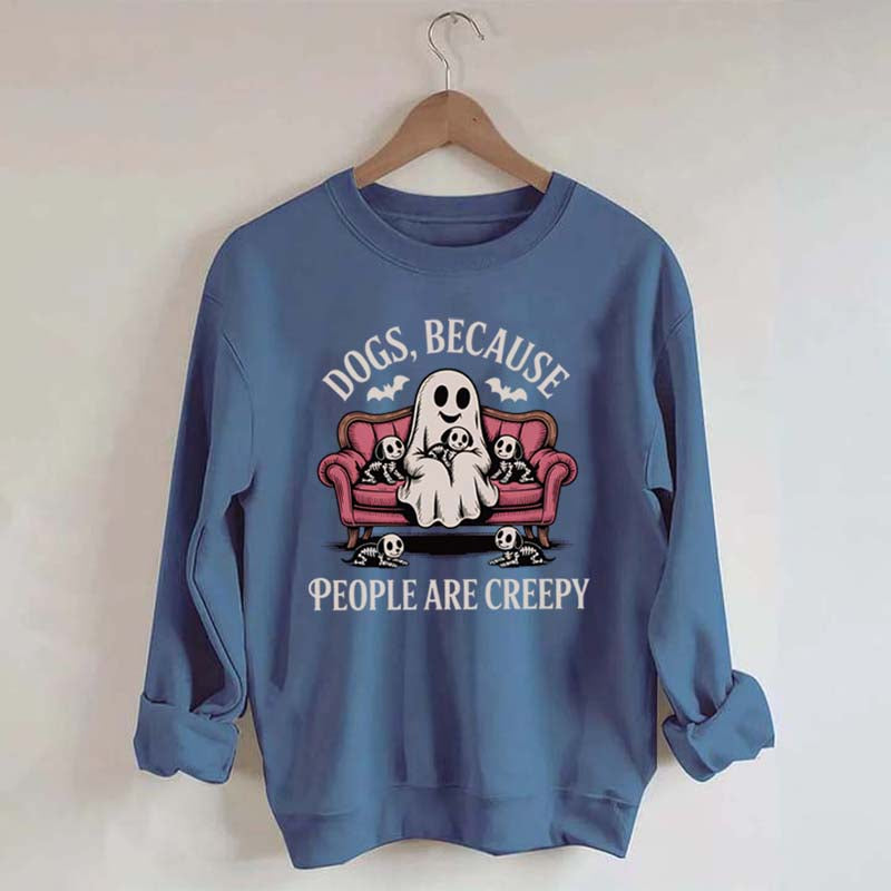 Retro Dogs Because People are Creepy Halloween Sweatshirt