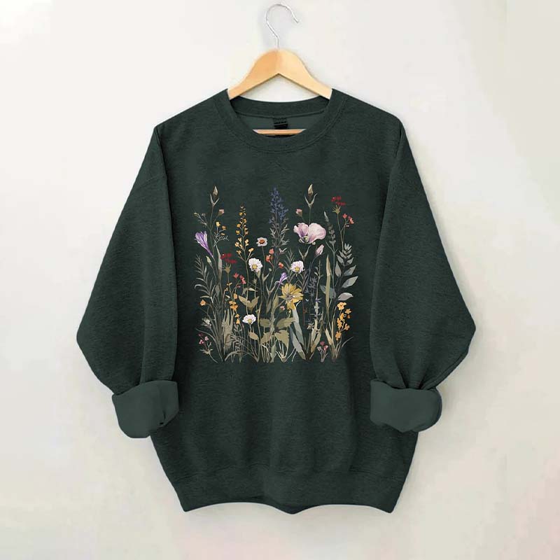 Pressed Flowers Watercolor floral Gender Sweatshirt
