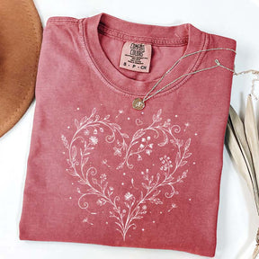 Botanical Dandelion Heart Wildflower T-Shirt
