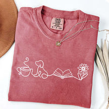 Doodle Books Coffee Dogs Flower T-Shirt