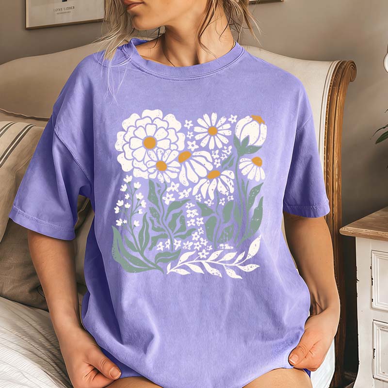 Vintage Wildflower Boho Daisy Flower T-Shirt