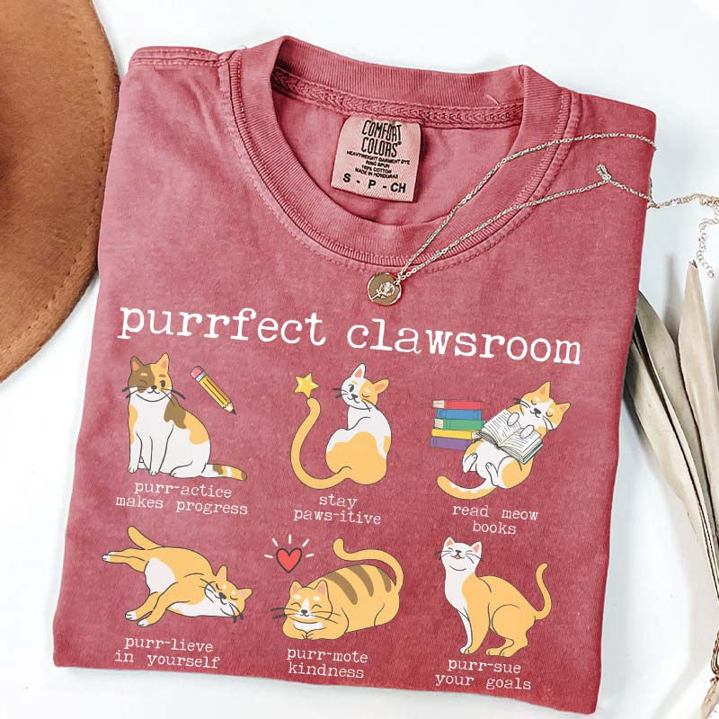 Funny Teacher Cat Book T-Shirt