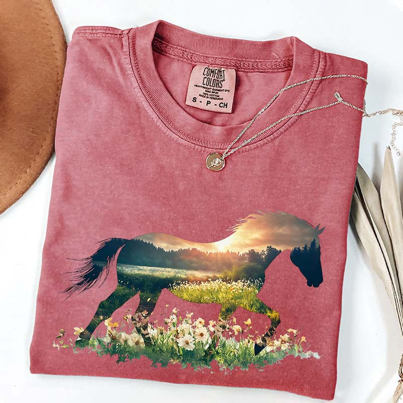 Comfort Colors Floral Horse Lover Cute T-Shirt