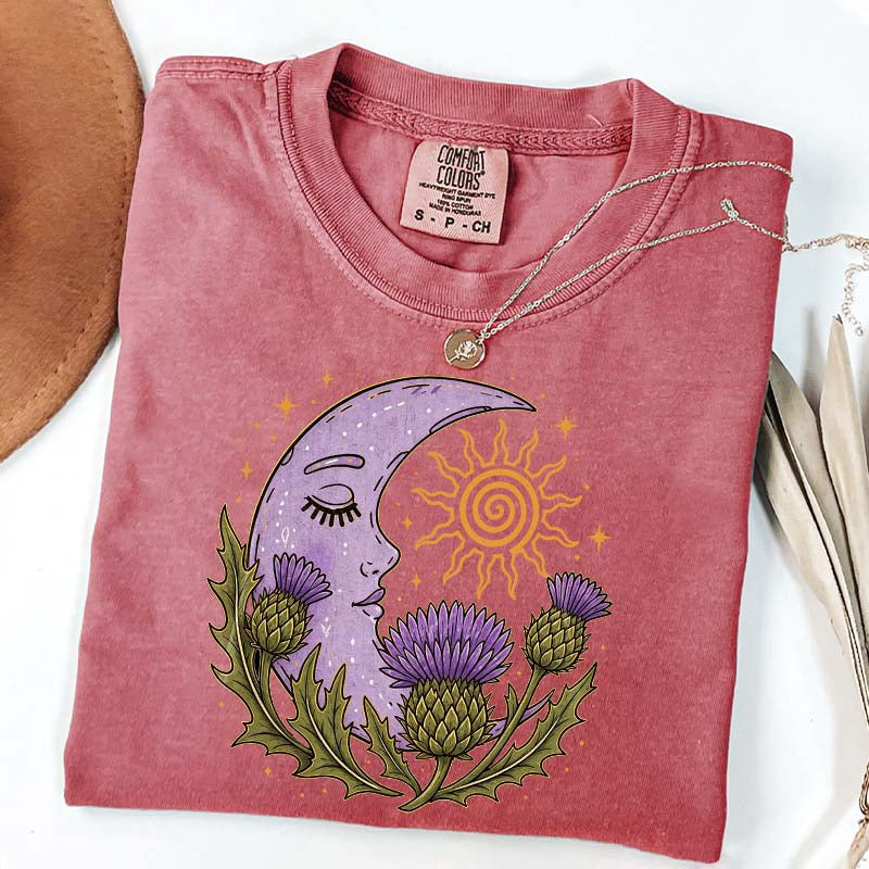 Scottish Thistle Moon Floral T-Shirt