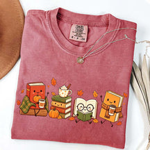 Cozy Book Lover Coffee Pumpkin T-Shirt