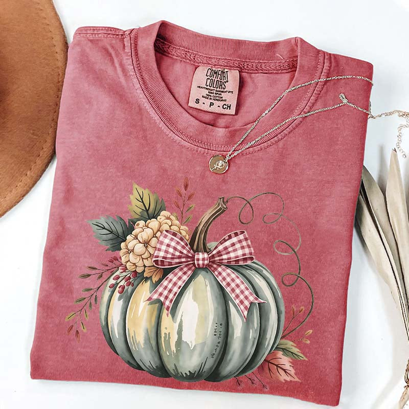 Watercolor Pumpkin Womens Halloween T-Shirt