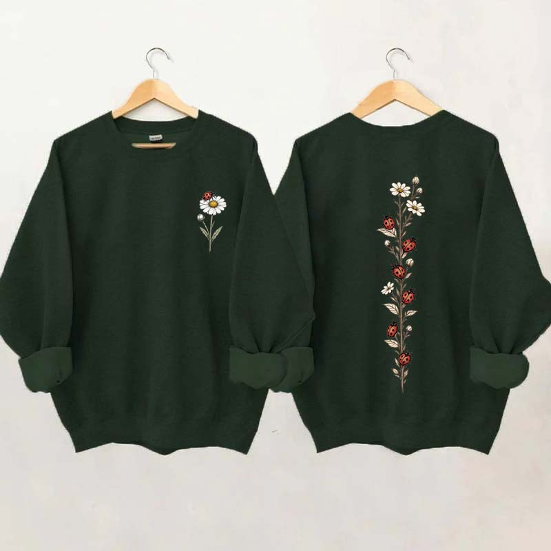 Vintage Ladybug Floral Sweatshirt