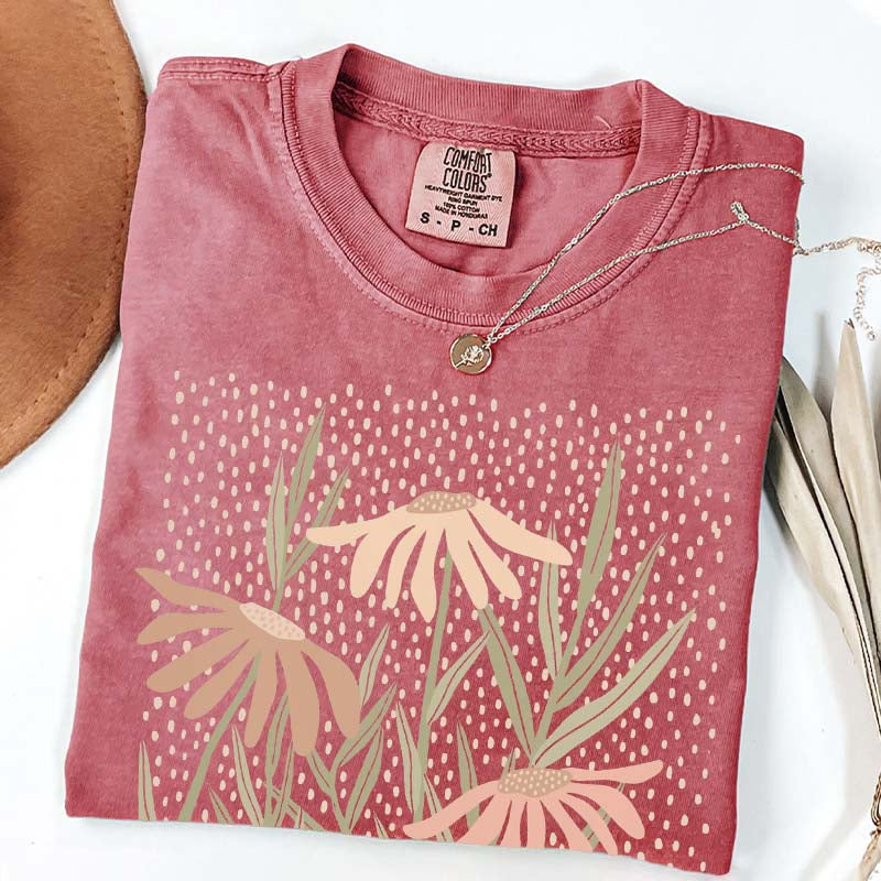 Boho Floral Abstract Botanical Aesthetic T-Shirt