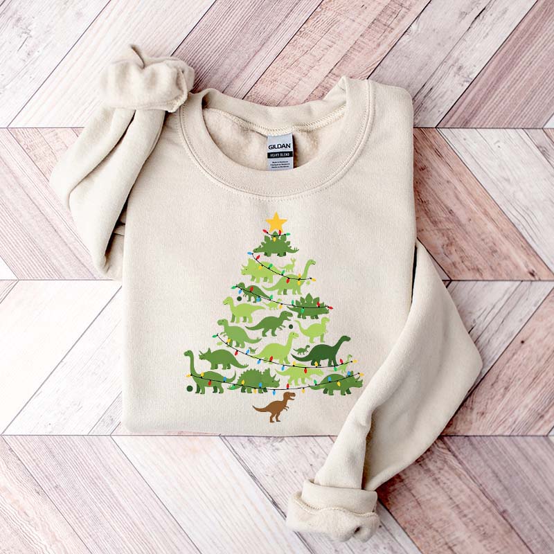 Dinosaur Christmas Tree Xmas Sweatshirt