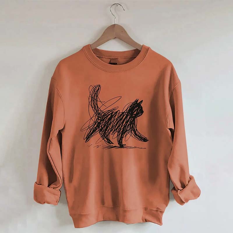 Abstract Scribble Cat Sweatshirt