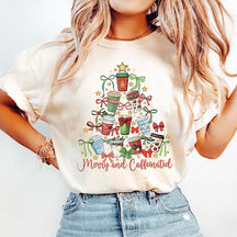 Merry And Caffeinated Christmas Tree T-Shirt