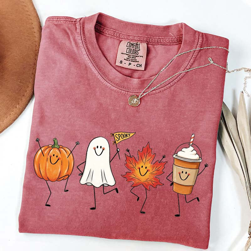 Happy Fall Doodle Smiling Spooky T-Shirt