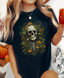T-shirt d'amoureux de plantes drôles de crâne floral d'été