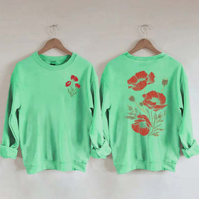 Red Poppies Floral Sweatshirt