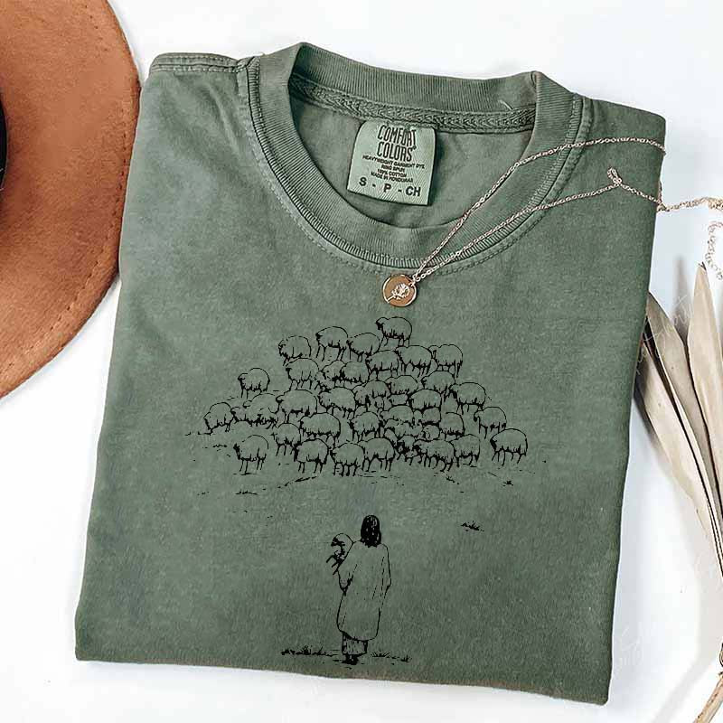 Jesus and Sheep Religious Women T-Shirt