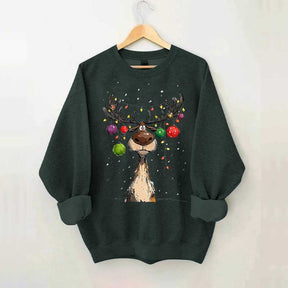 Vintage Reindeer Christmas Light Xmas Sweatshirt
