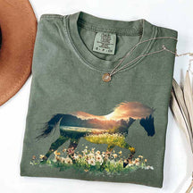 Comfort Colors Floral Horse Lover Cute T-Shirt