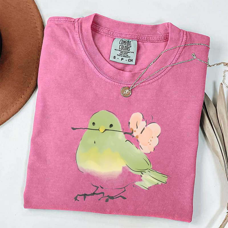 Cute Bird With Flower T-Shirt