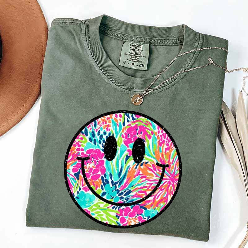 Comfort Colors Smiley Face Beach Vibes T-Shirt