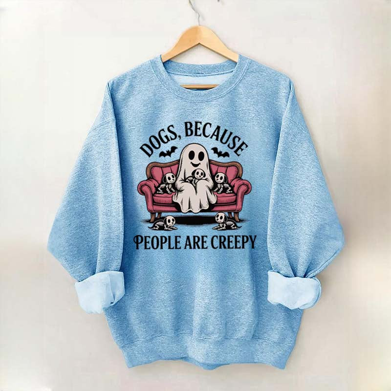 Retro Dogs Because People are Creepy Halloween Sweatshirt