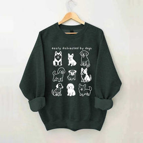 Funny Cute Easily Distracted By Dogs Sweatshirt